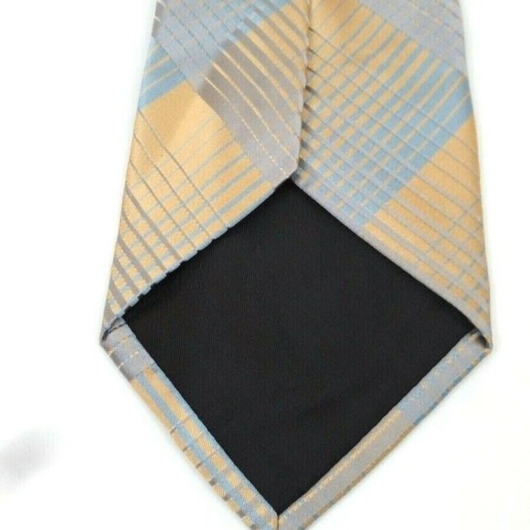 Croft and Barrow Blue Gold Geometric  Silk Tie - Picture 3 of 4